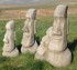 Set of Three Stone Heads Statues