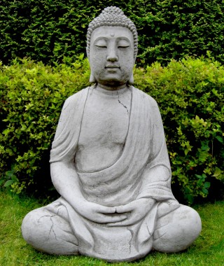 Large Meditating Stone Cast buddha