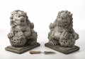 Pair of Oriental Foo Dog Garden Ornaments