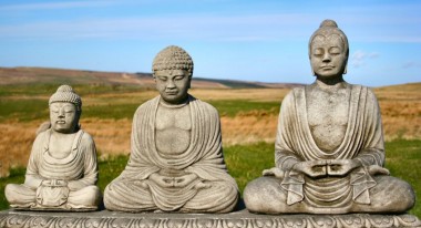 Set of 3 Stone Cast Buddha Ornaments